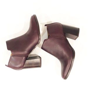 Franco Sarto Burgundy Zip Leather Booties
